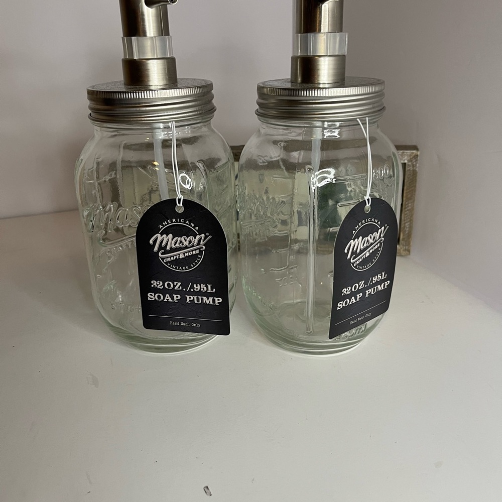 Mason Clear Glass Soap Pump Set